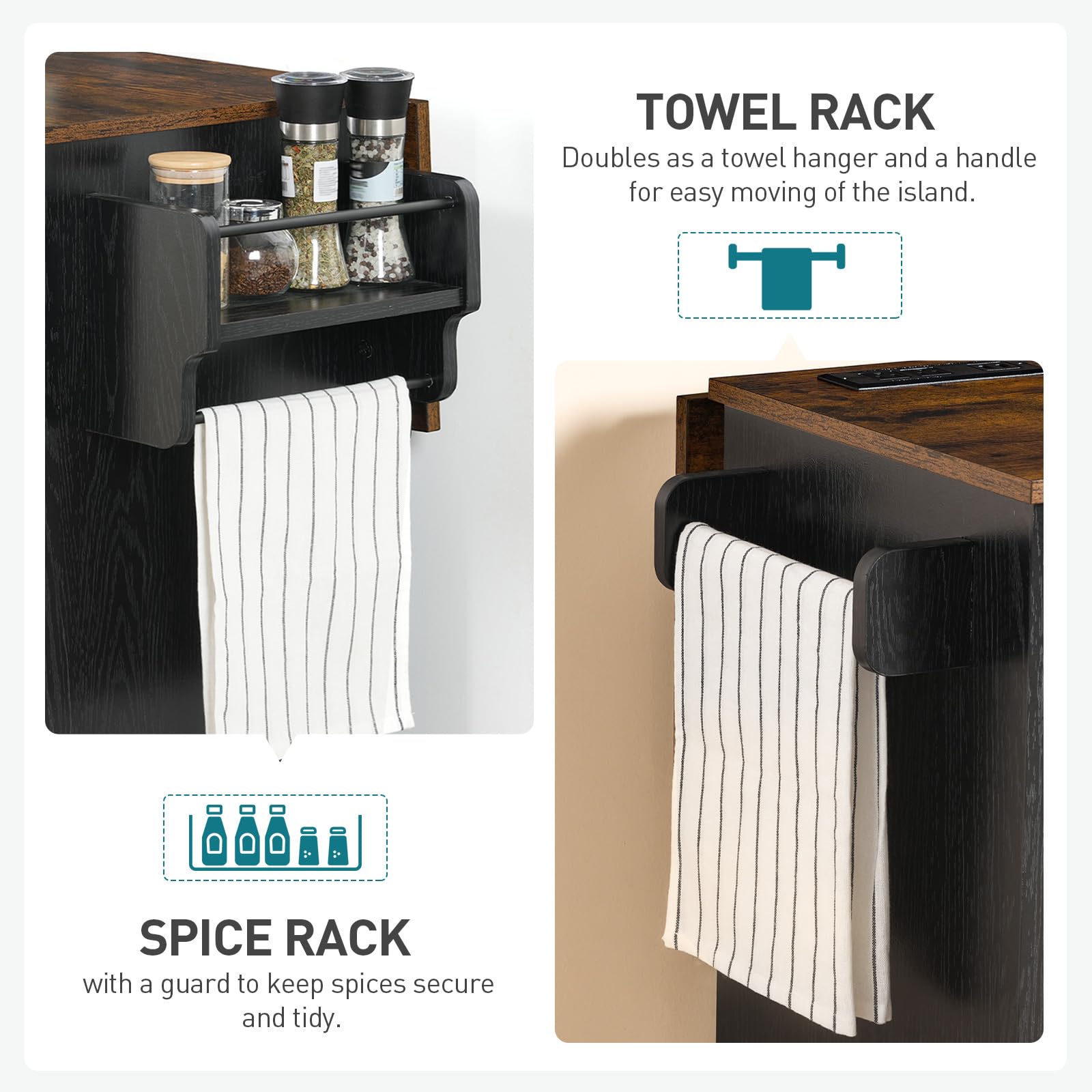 Kitchen Island with Storage & Drop-Leaf