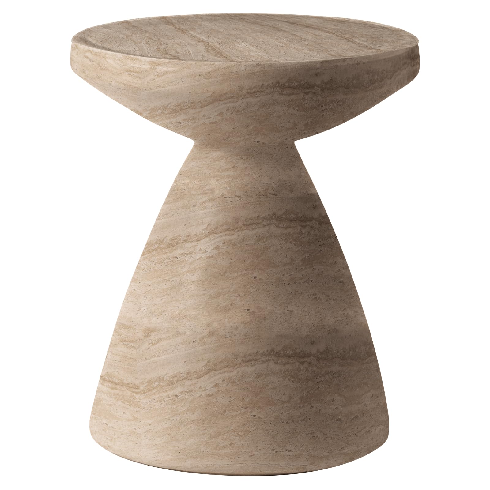 Round Fiberstone Side Table with Pedestal Base