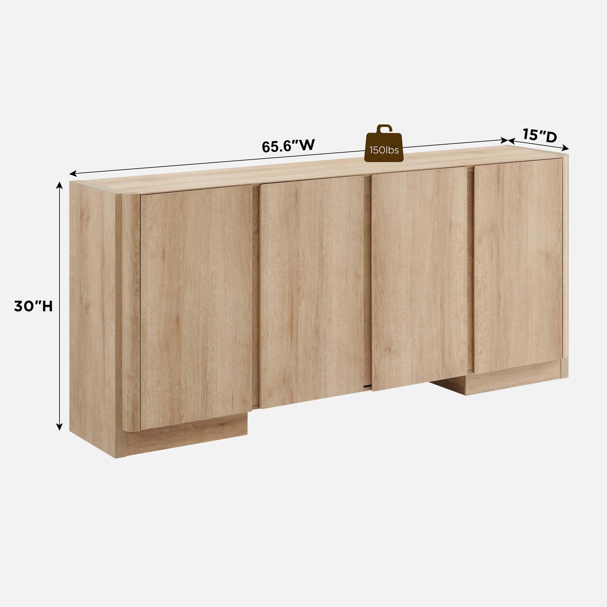 66-Inch Sideboard Buffet Cabinet with Adjustable Shelves