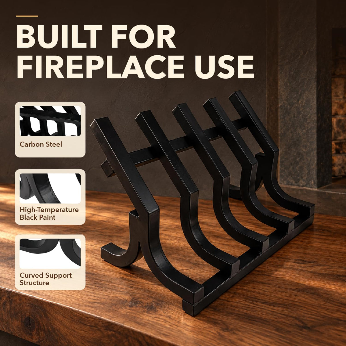 M-5 21 Inch Vertical Fireplace Grate, High-Efficiency Smoke-Free Design