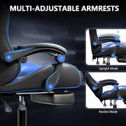 Mr IRONSTONE Gaming Chair with Footrest, Ergonomic Reclining Gamer Chair with Lumbar Support & Massage, High Back Racing Style Video Game Chair, Adjustable Headrest, Swivel Desk Chair, Blue