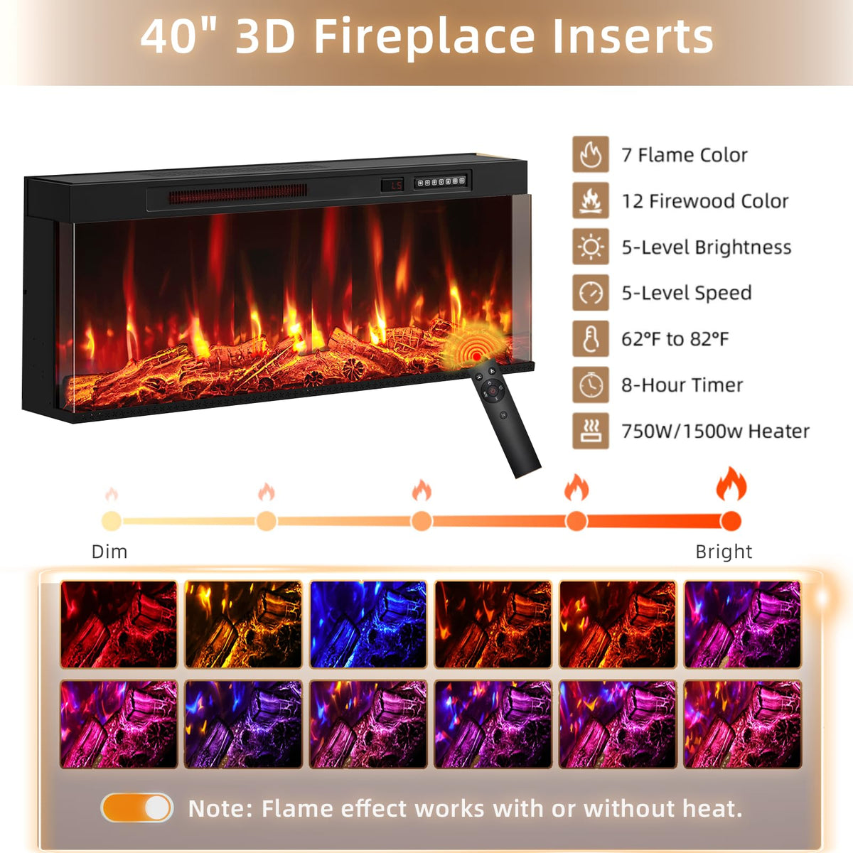 Eueiriup 61" Electric Fireplace with Mantel, Fireplace TV Stand, White
