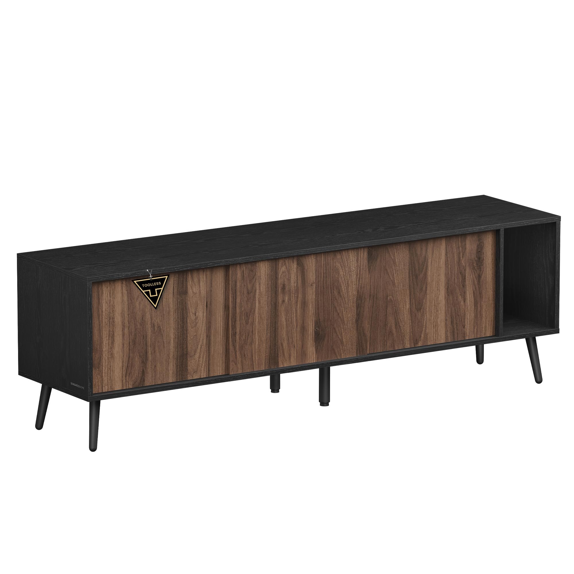 63" TV Stand with Sliding Doors & Storage