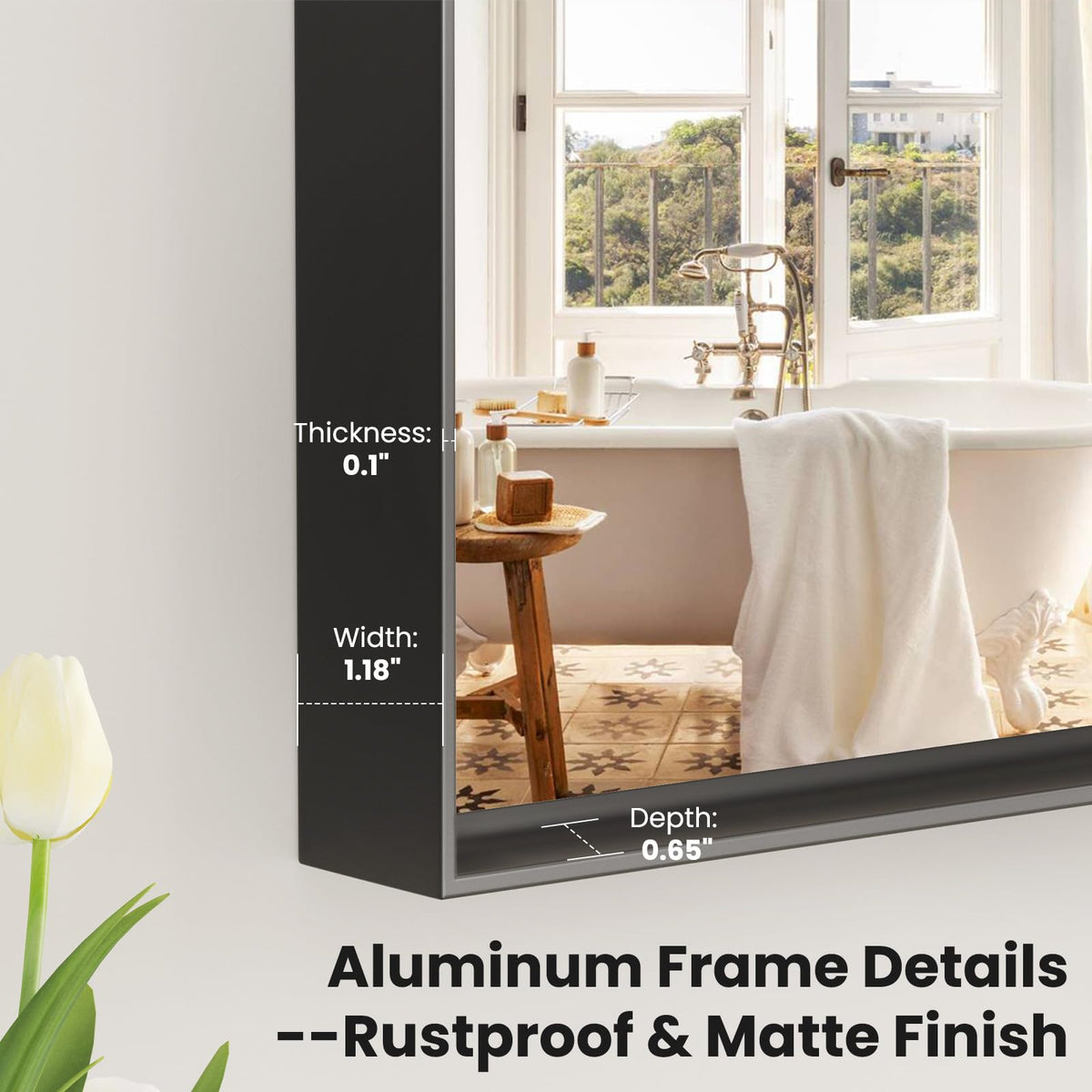 Black Rectangular Bathroom Mirror