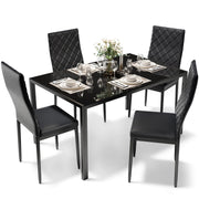 5-Piece Dining Table Set with Tempered Glass Top