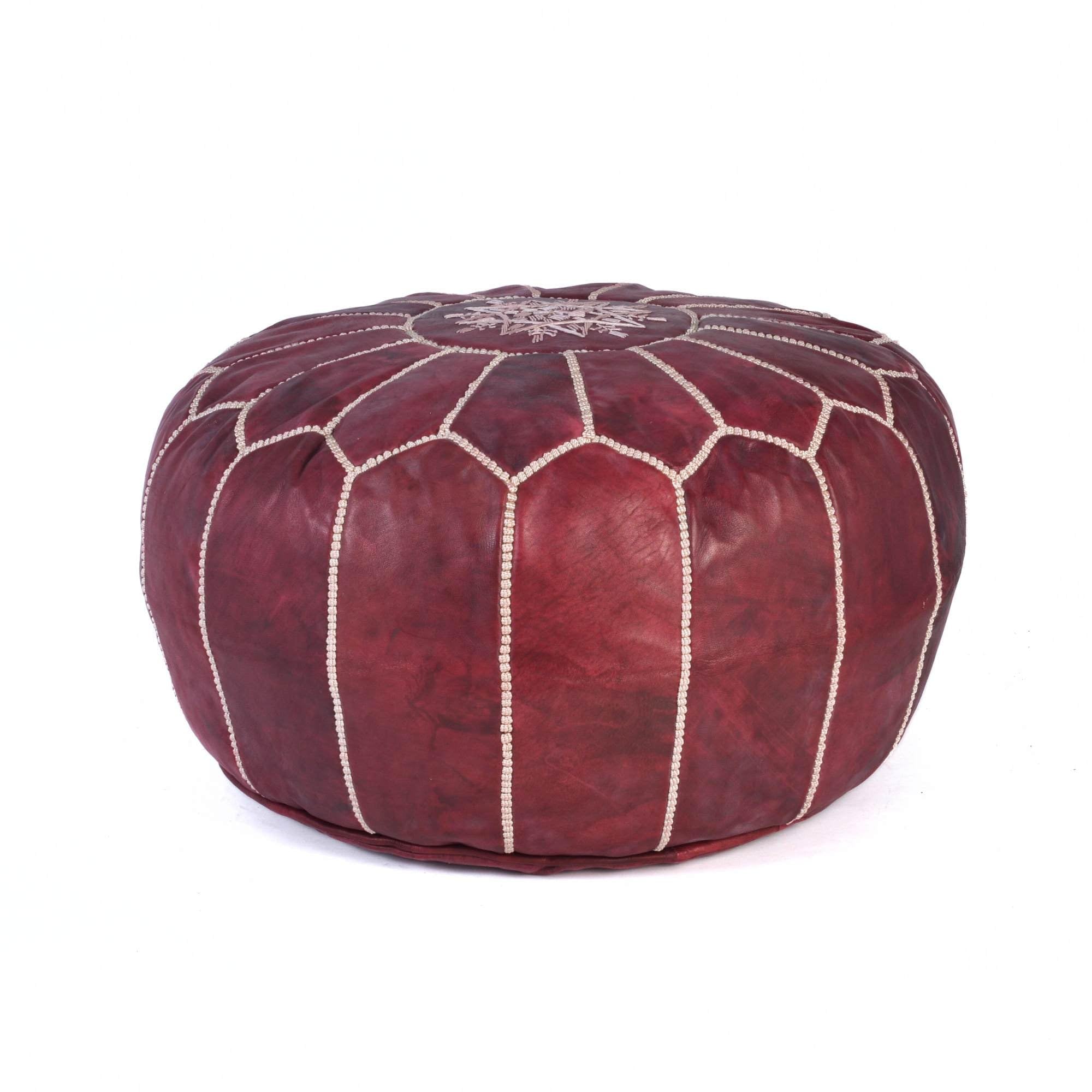 Moroccan Leather Pouf Ottoman