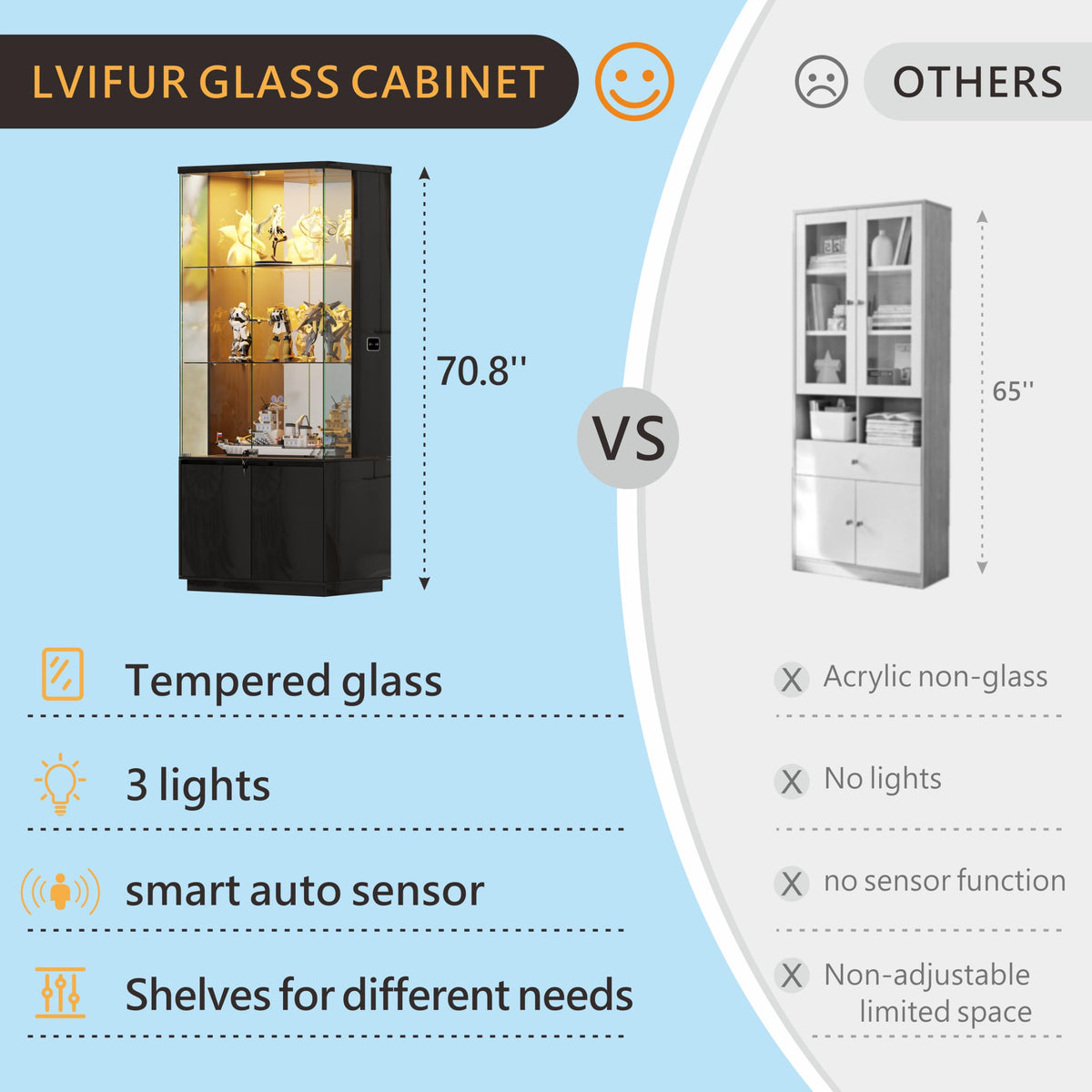 Black LED Glass Display Cabinet
