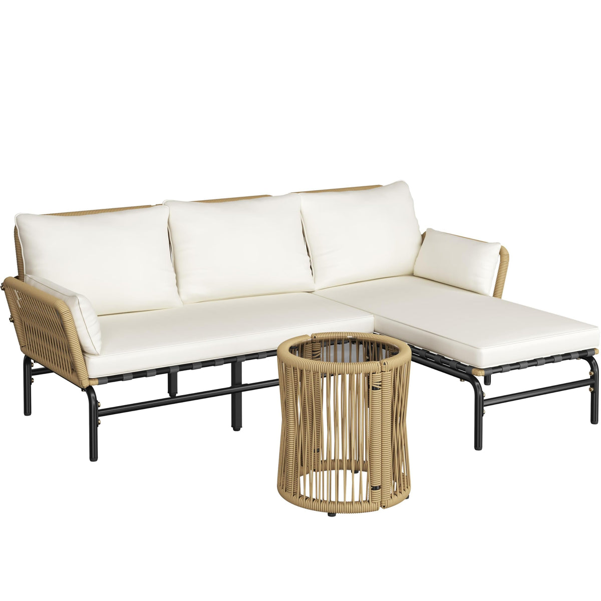 Yaheetech 3 Pieces L-Shaped Conversation Set, Outdoor Patio Furniture Set