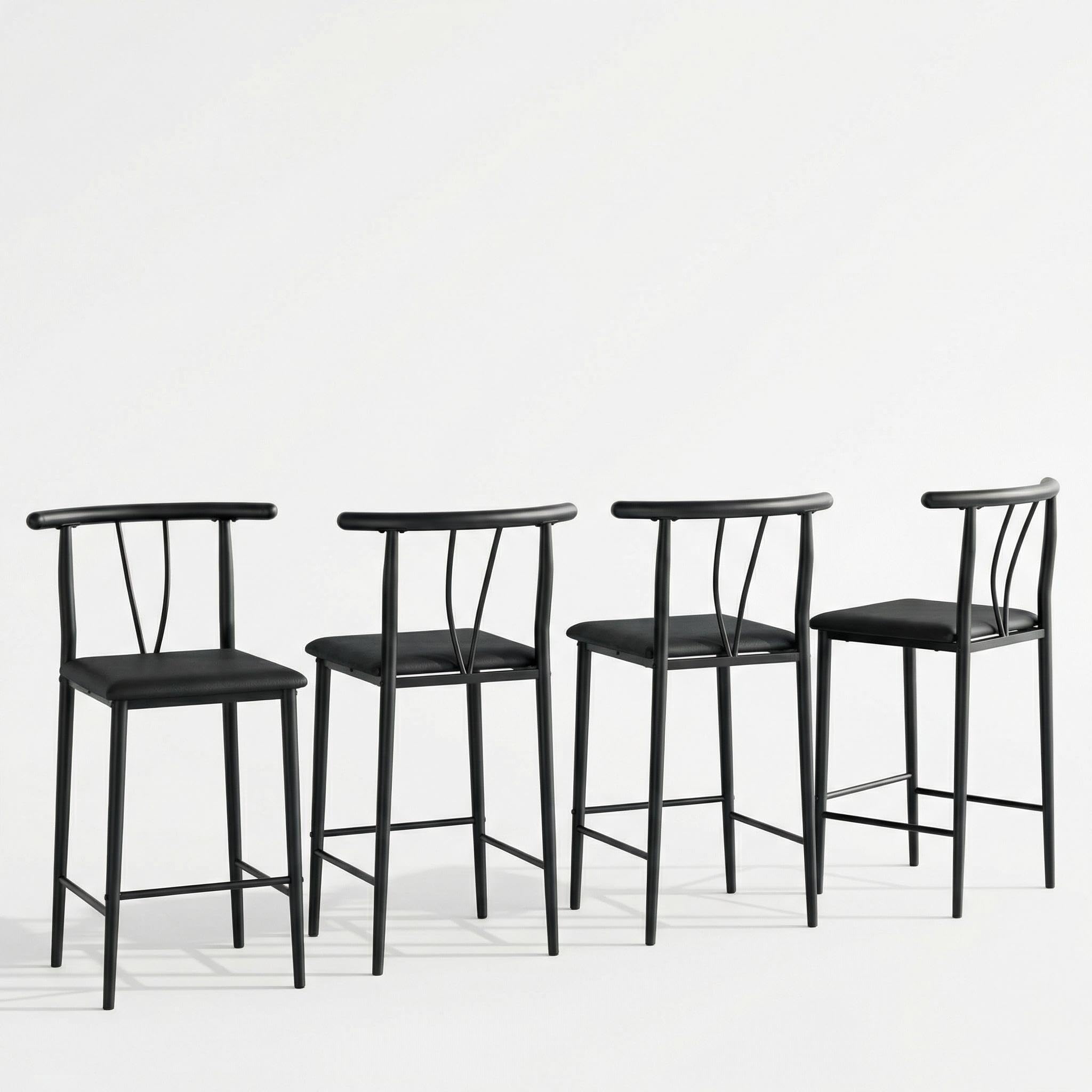 Counter Height Bar Stools with Curved Back & Footrest