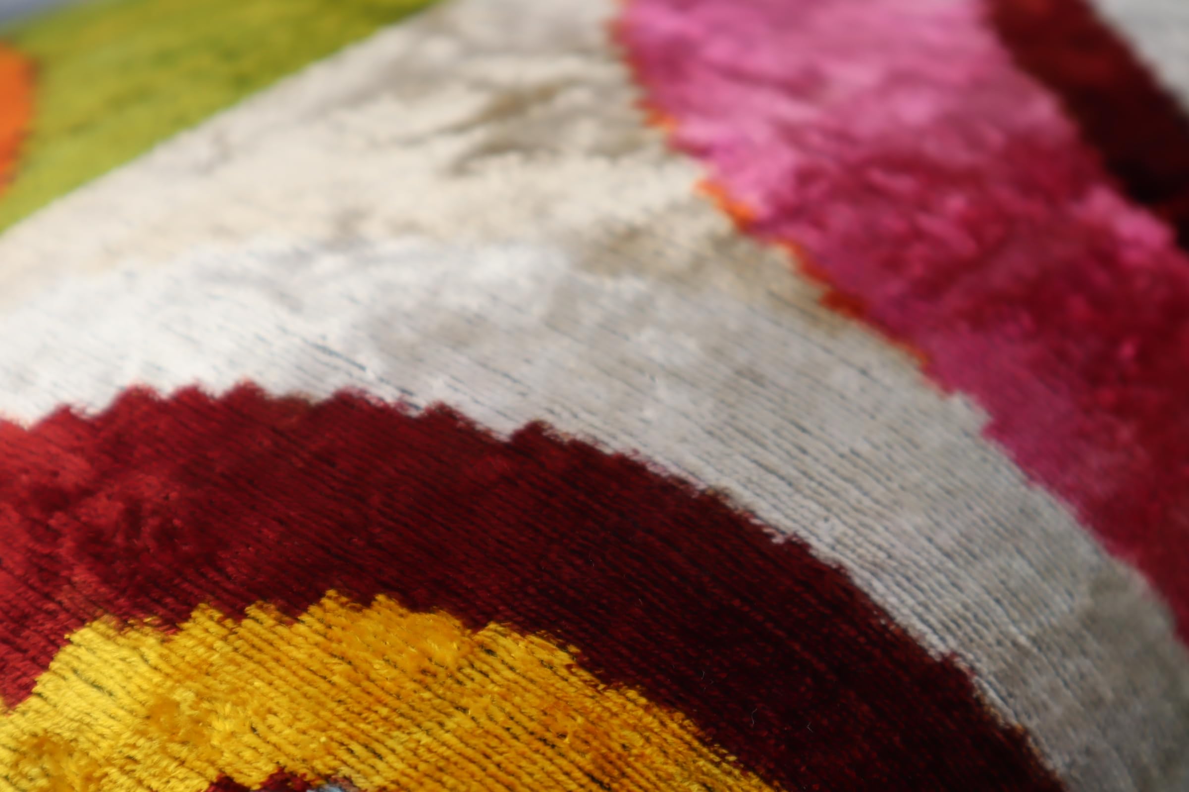 Silk Velvet Throw Pillow 16x24 – Bohemian Ikat, Down Feather Insert