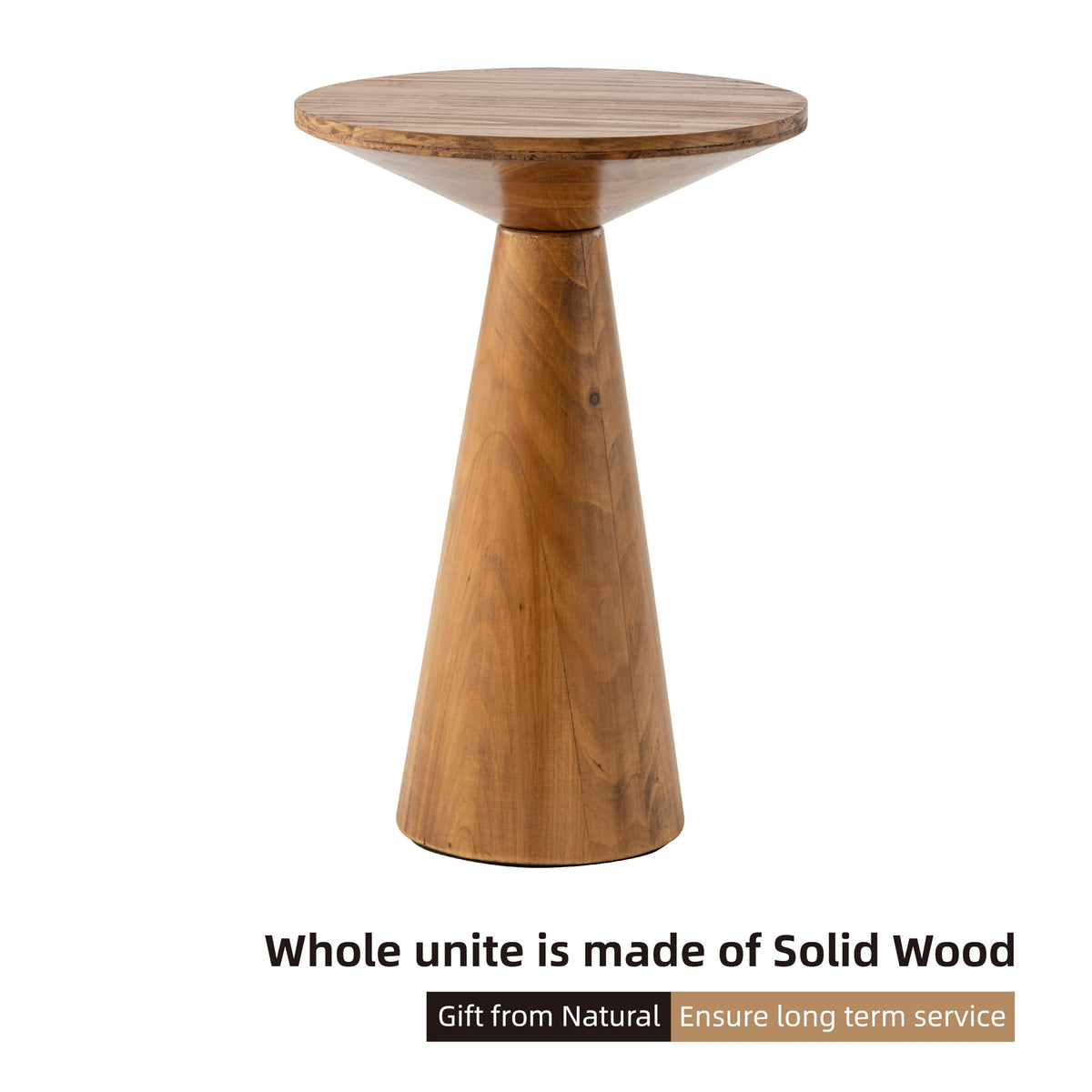 Round Wood Pedestal End Table