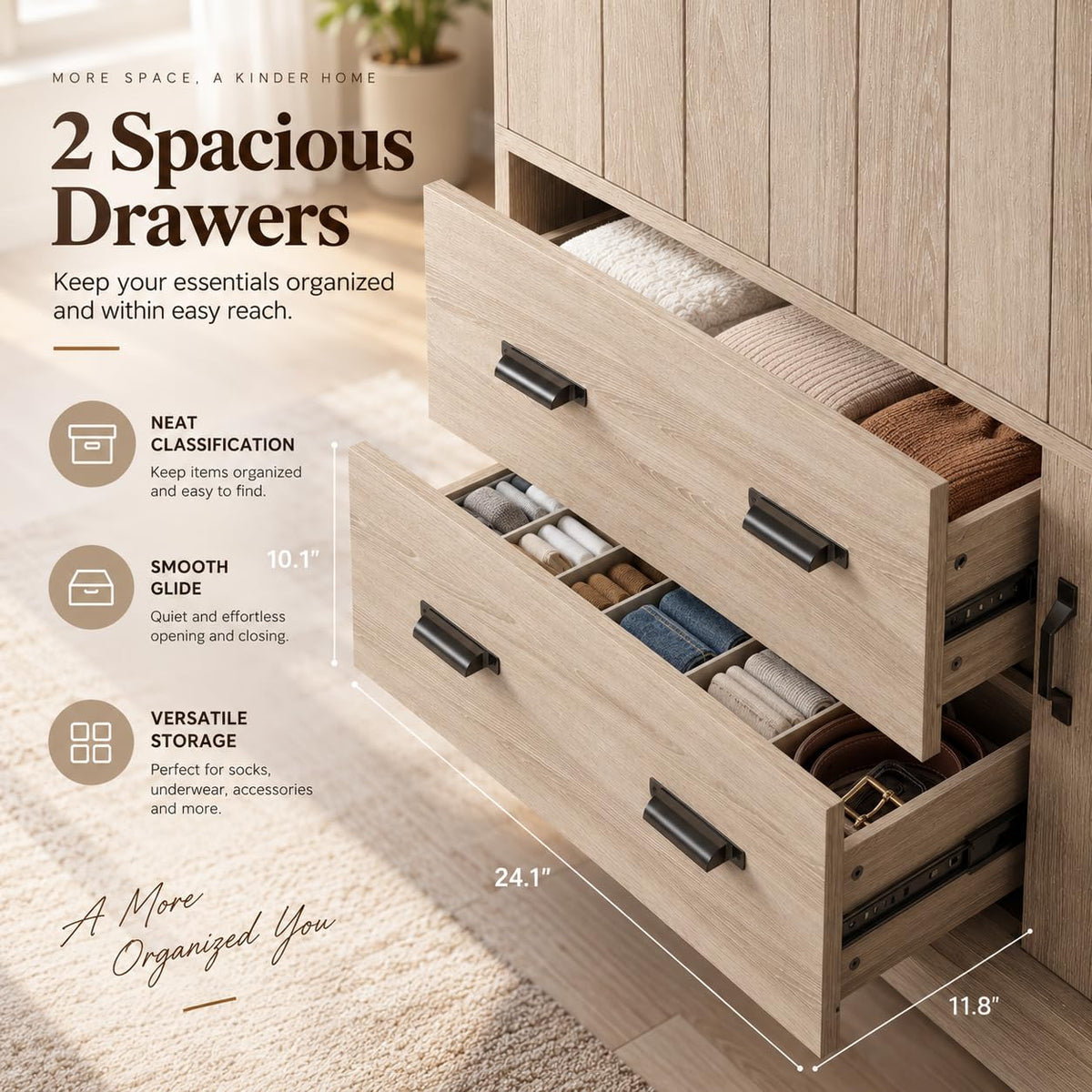LIKIMIO 70" Freestanding Wardrobe Closet (Natural Oak)