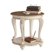 Round Cottage End Table with Lower Shelf