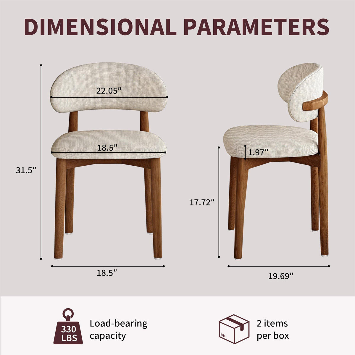 Walnut Upholstered Dining Chairs, Set of 2