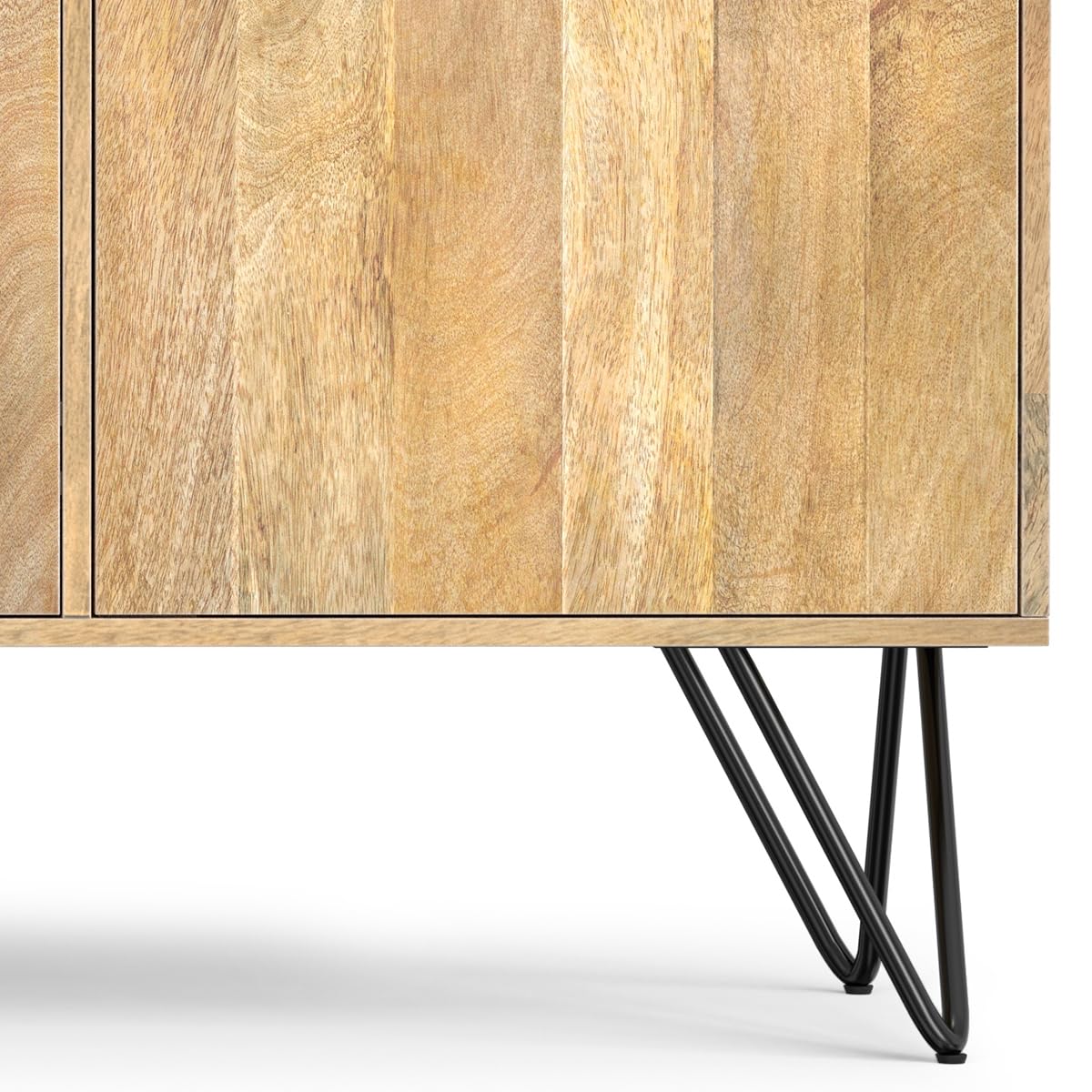 SIMPLIHOME Hunter 60" Wide Solid Mango Wood 3-Door Buffet in Natural