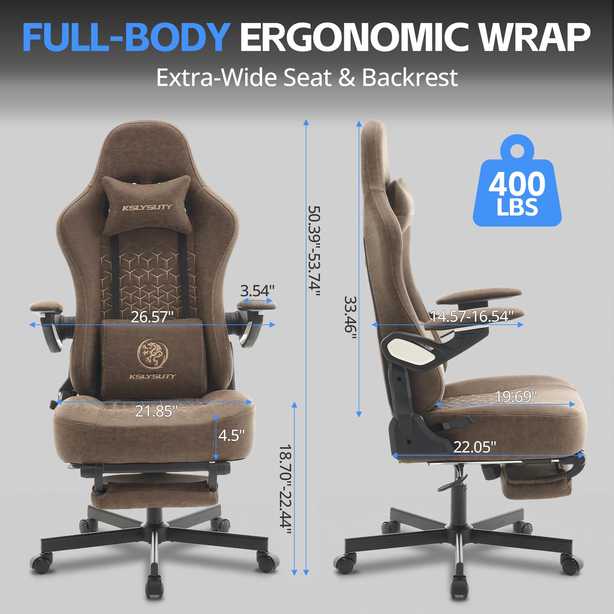 Ergonomic Gaming Chair with Footrest & Lumbar Support