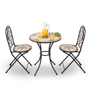 3-Piece Mosaic Bistro Set – Folding Chairs & Patio Table