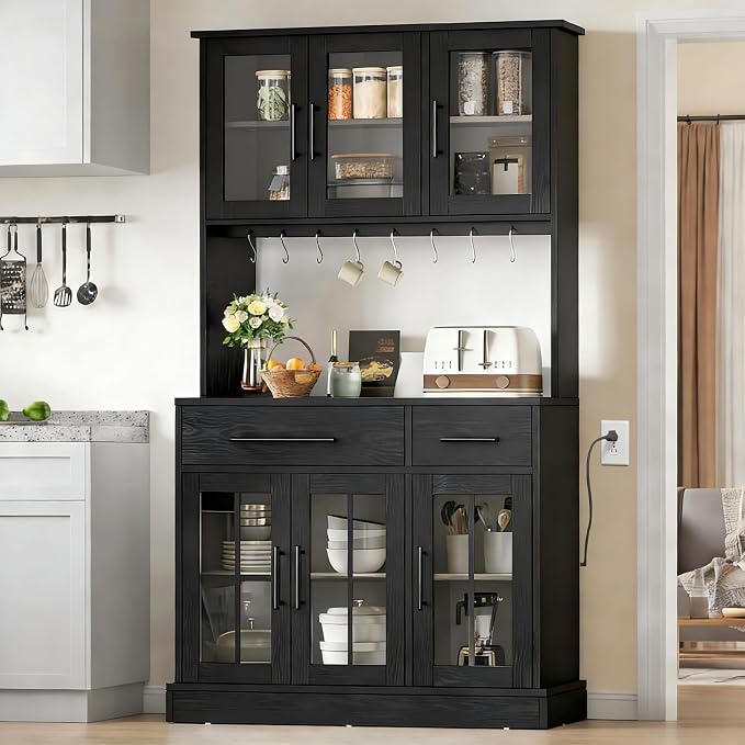 Kitchen Pantry Cabinet with Power Outlets