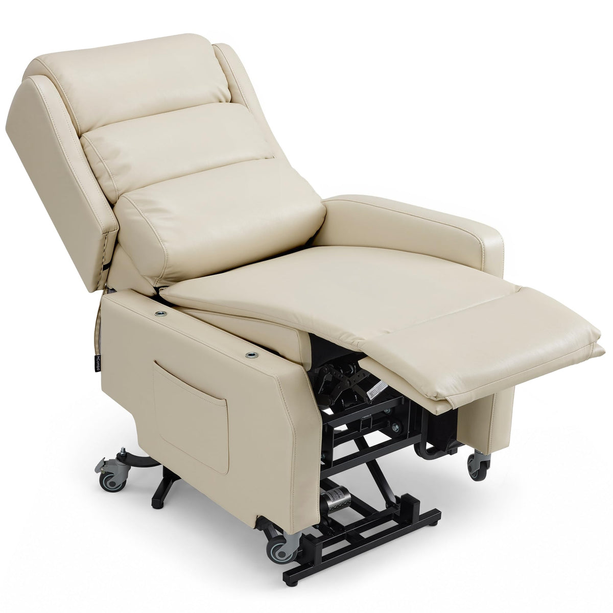 MCombo Power Lift Recliner Chair with Wheels for Elderly 7118 (Cream White)