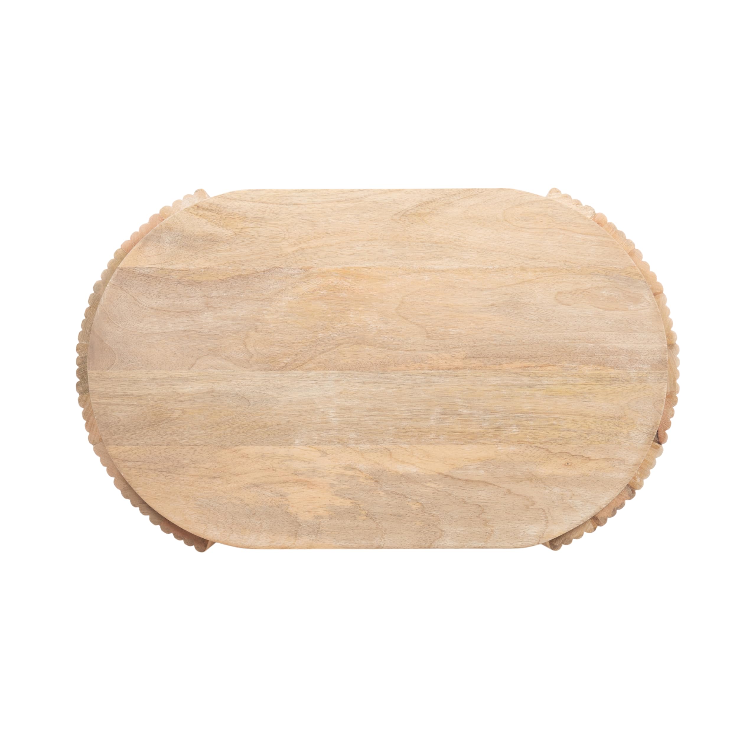 Kate and Laurel Cakora Modern Capsule Ribbed Mango Wood Side Table, 22 x 13 x 22, Light Natural, Boho Decorative Two-Tier End Table for Use as a Bedroom Nightstand or Living Room Plant Stand