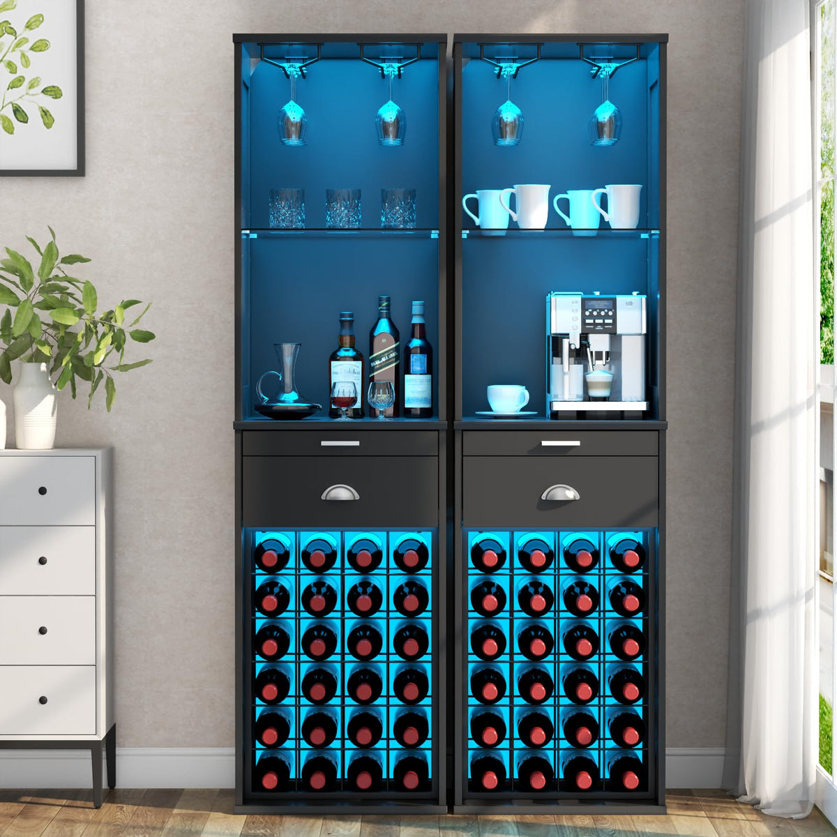 Tall Wine Cabinet with LED Lights