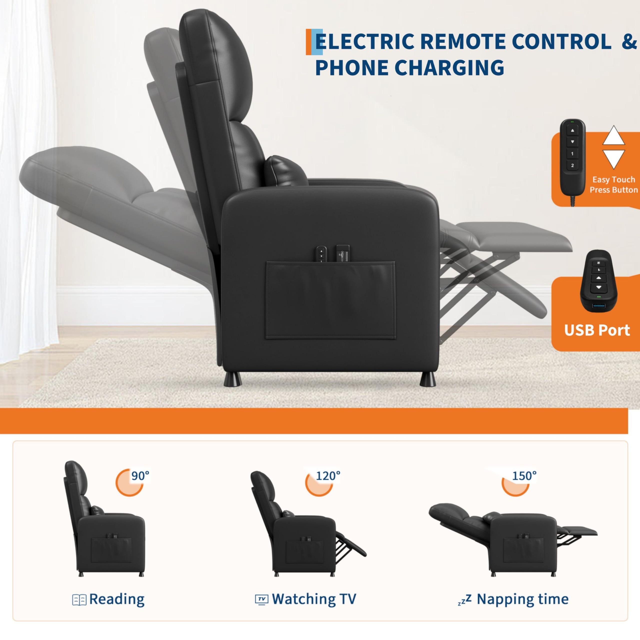 Power Recliner Chair with Massage & Heat