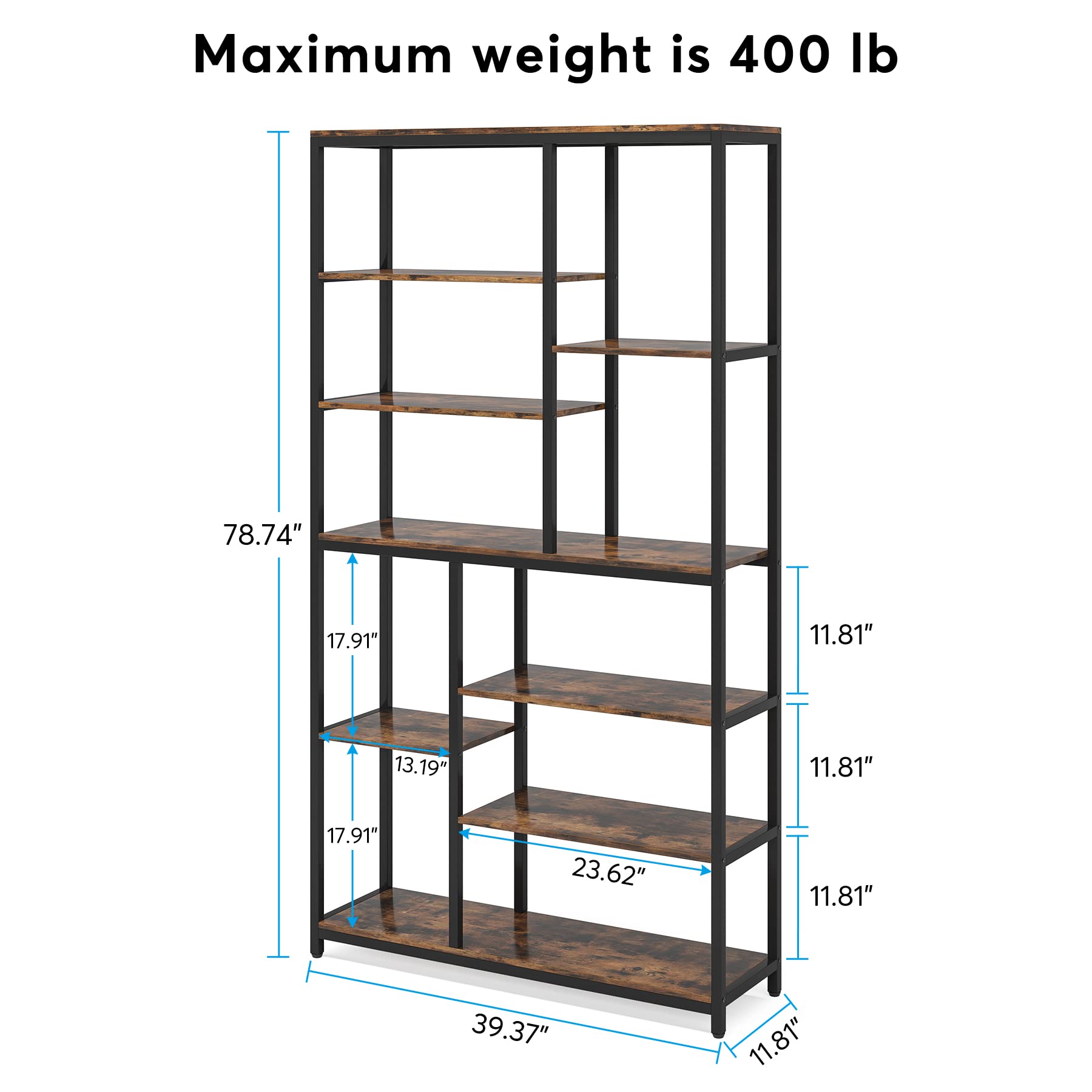 8-Tier Staggered Bookcase