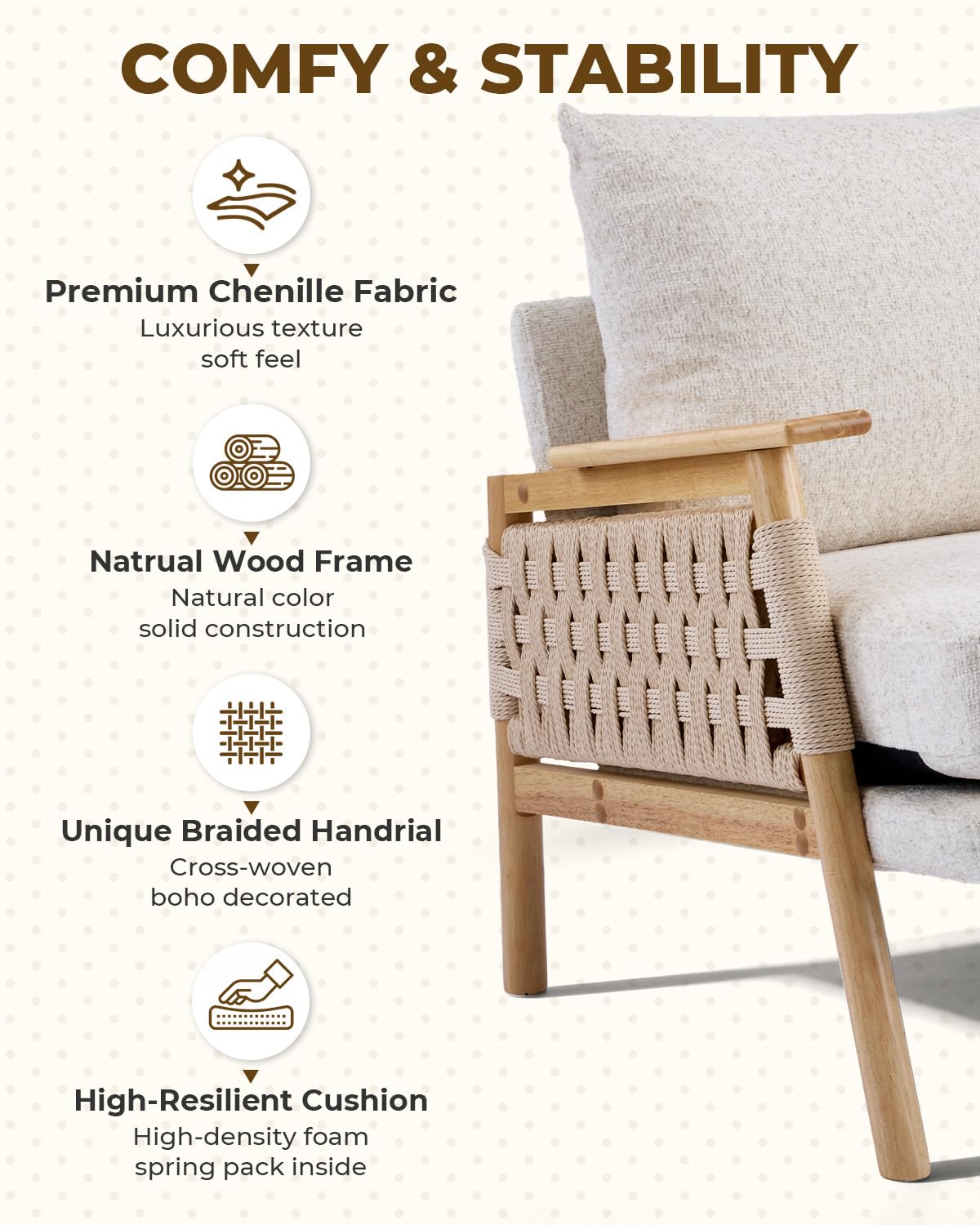 Beige Woven Rope Accent Chair