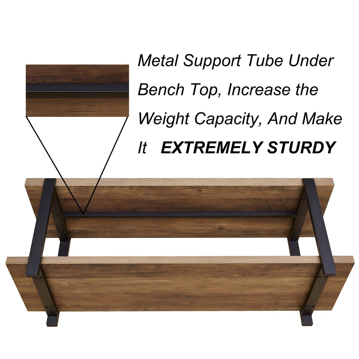Industrial Oak Entryway Bench