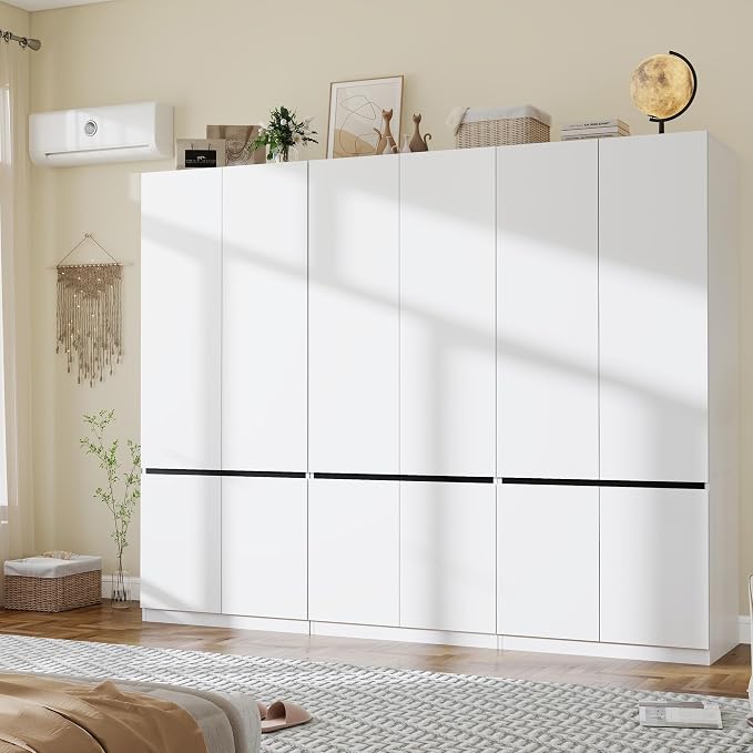 White 4-Door Wardrobe Armoire