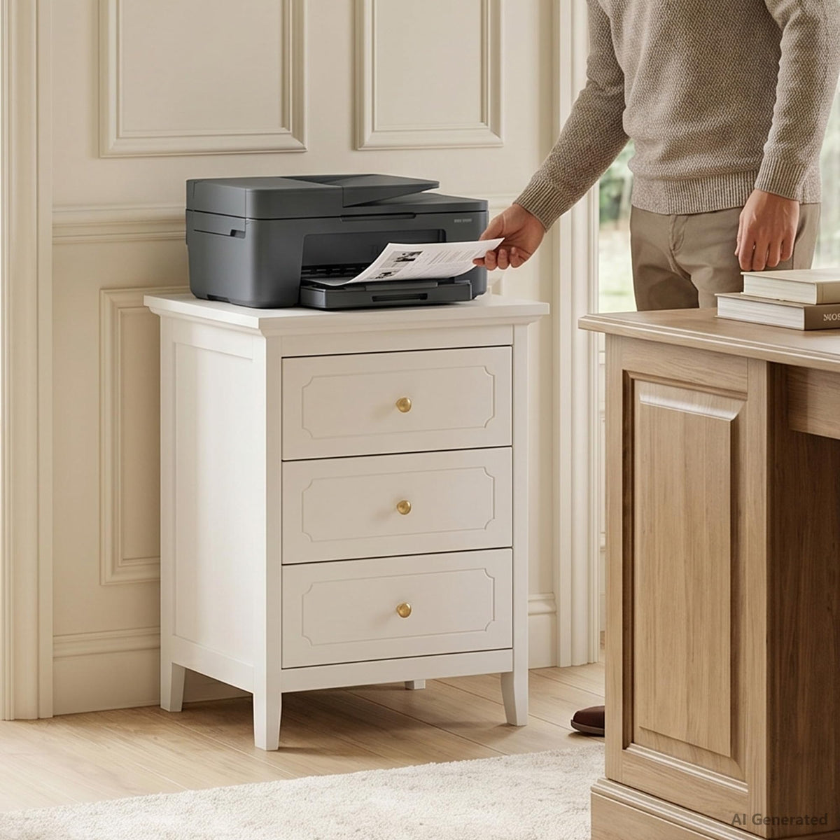 White 3-Drawer Nightstand