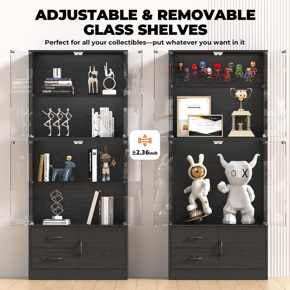 RGB Glass Display Cabinet with Storage