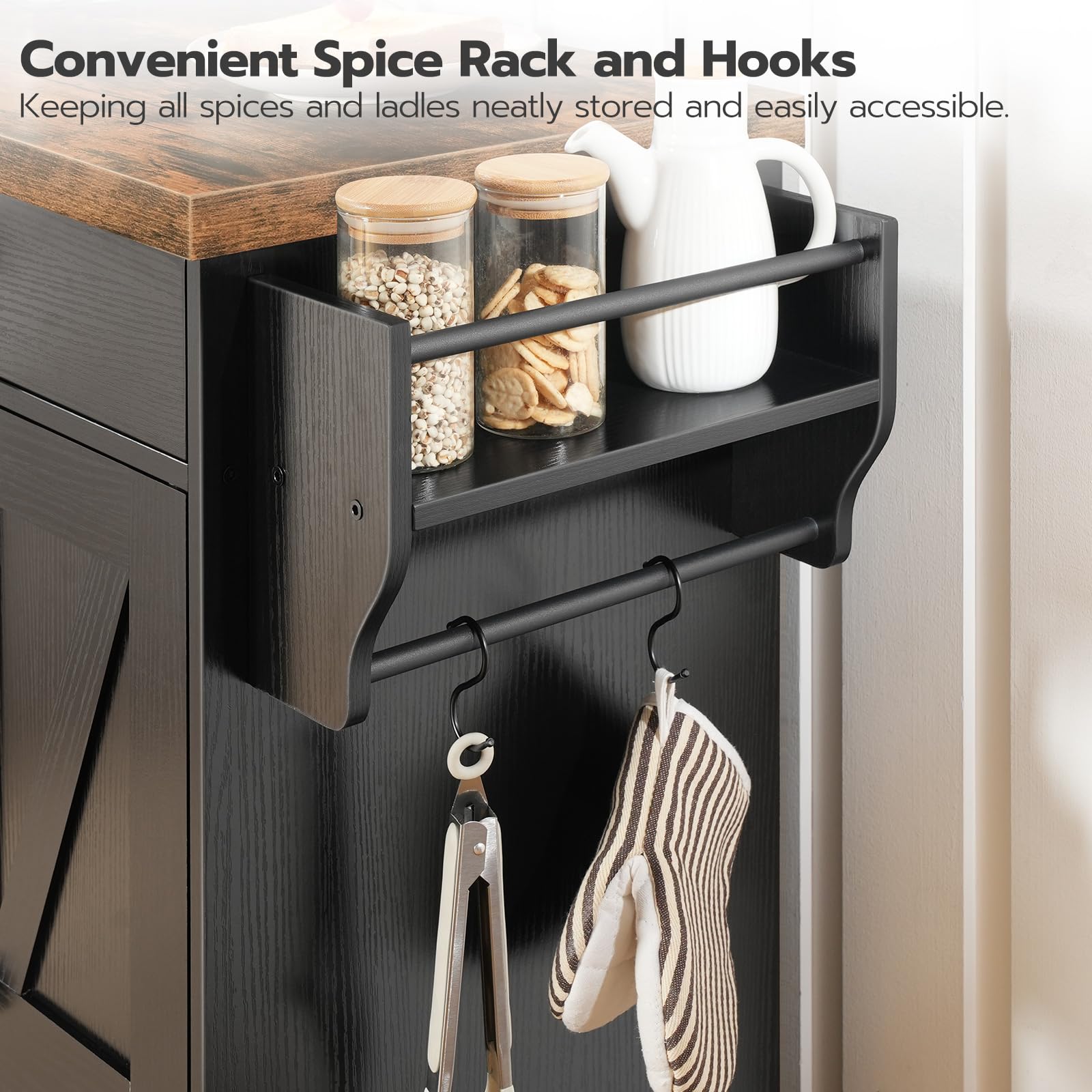 Kitchen Island with Power Outlet and Storage