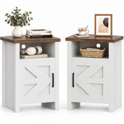 YESHOMY Farmhouse Nightstand Set of 2, Rustic End Table, White