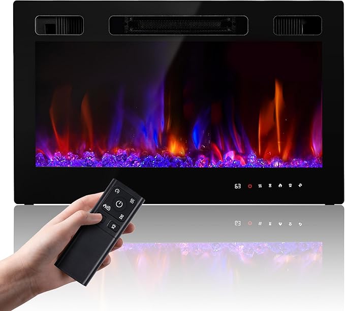 Wall-Mount Electric Fireplace with Heater