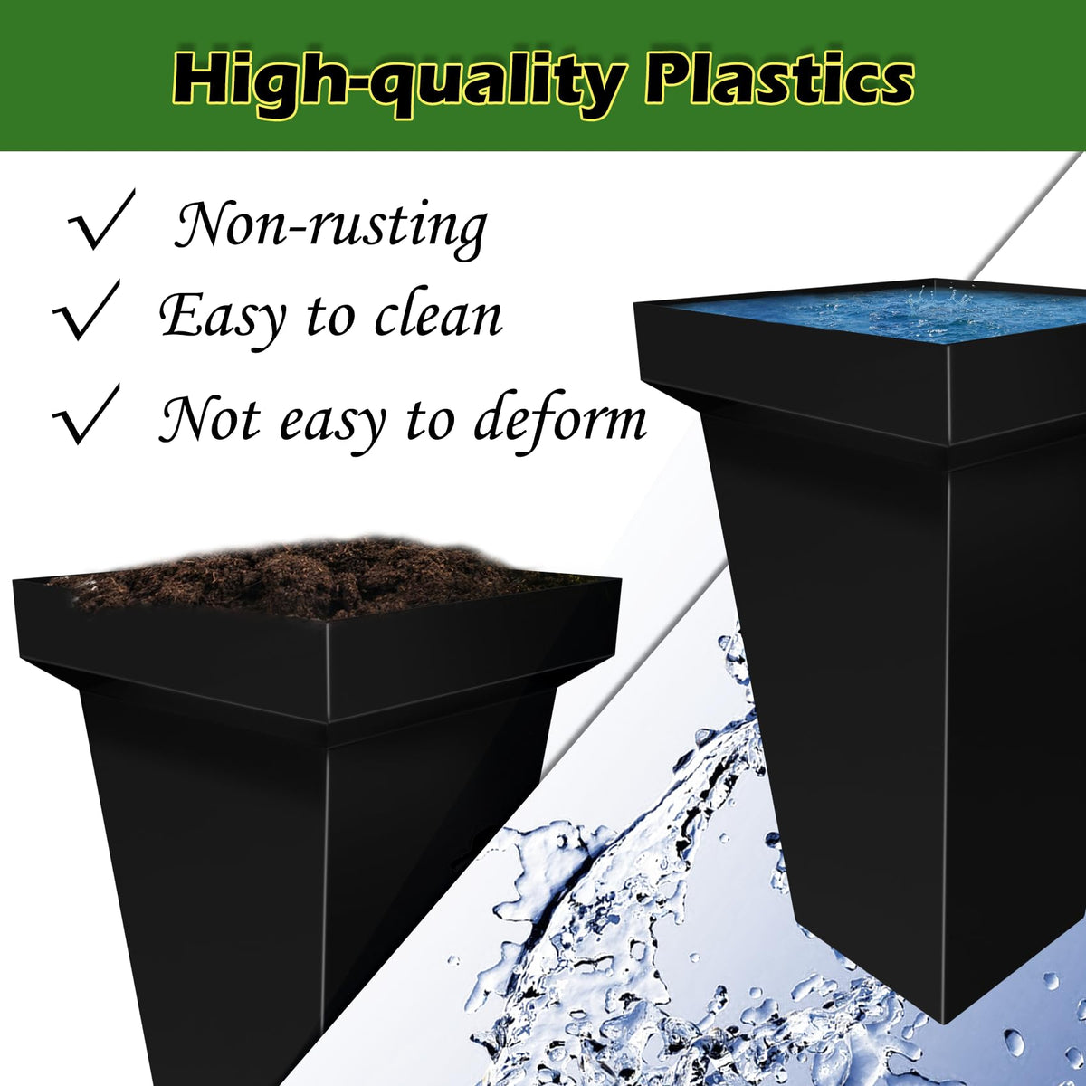ztysn Flower Display Stand, 4 Tier Metal Plant Stand with 16 PCS Black Flower Buckets, Heavy Duty Moving Flower Cart Flower Rack, for Indoor Outdoor Patio, Garden, Living Room, Florist