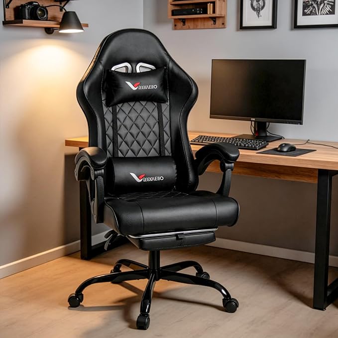 Ergonomic Gaming Chair with Footrest & Pocket Spring Cushion