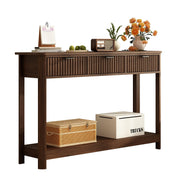 RUSTOWN Fluted Wood Console Table with 3 Drawers, 47.2" Boho Entryway Table