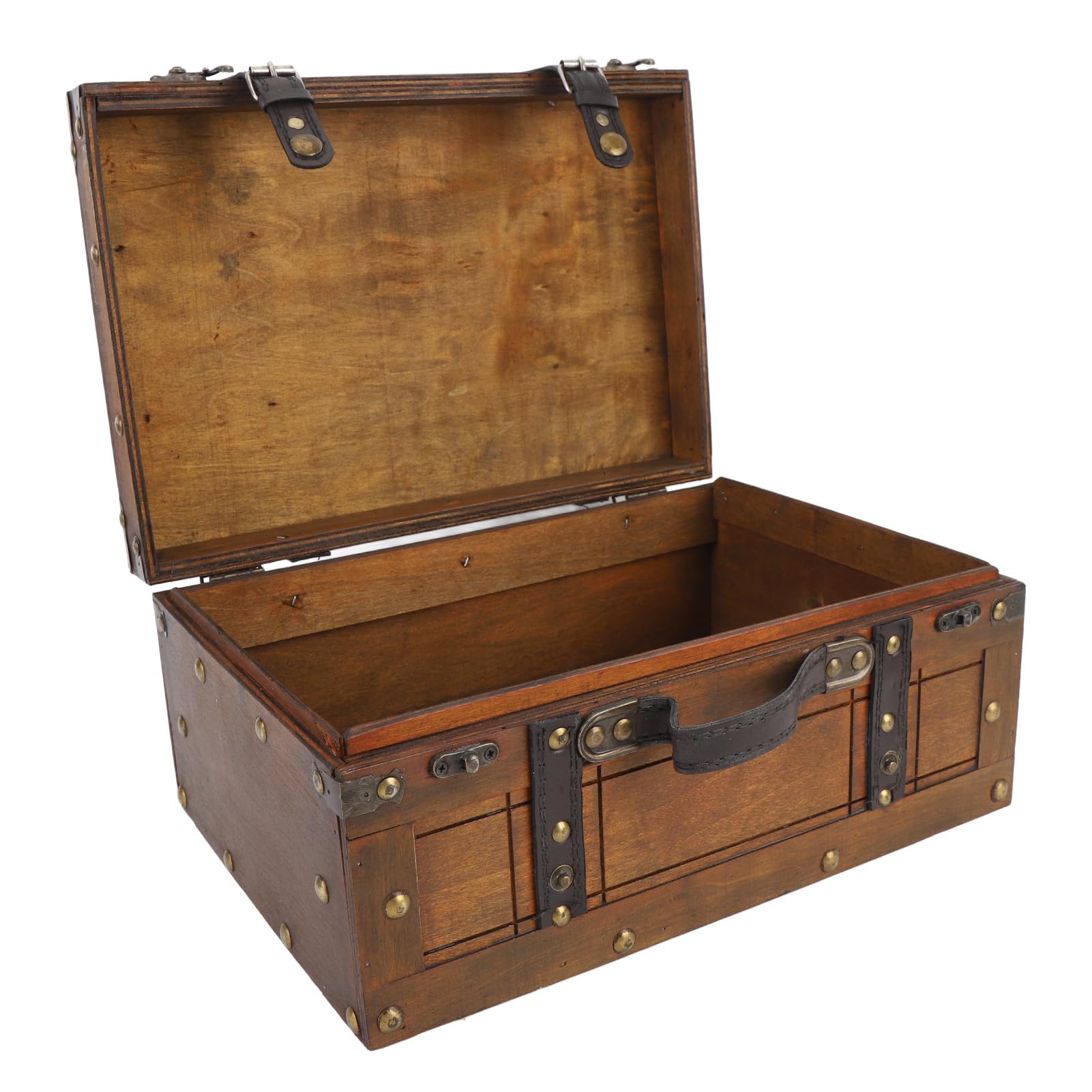 Vintage Wooden Suitcase with Antique Bronze Latch