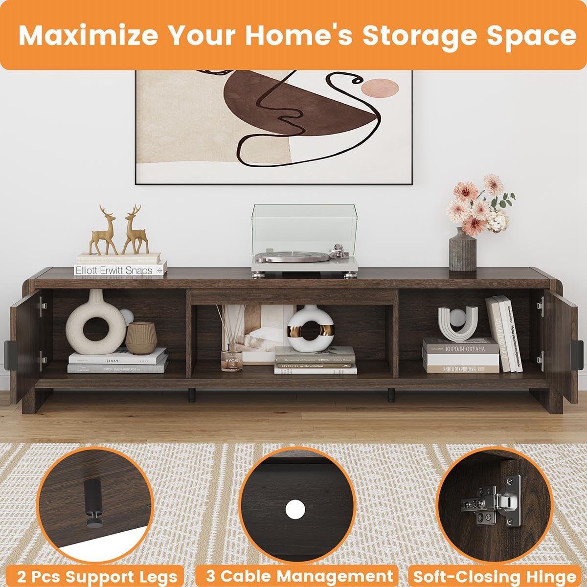 Waveform Fluted-Door TV Stand 63"