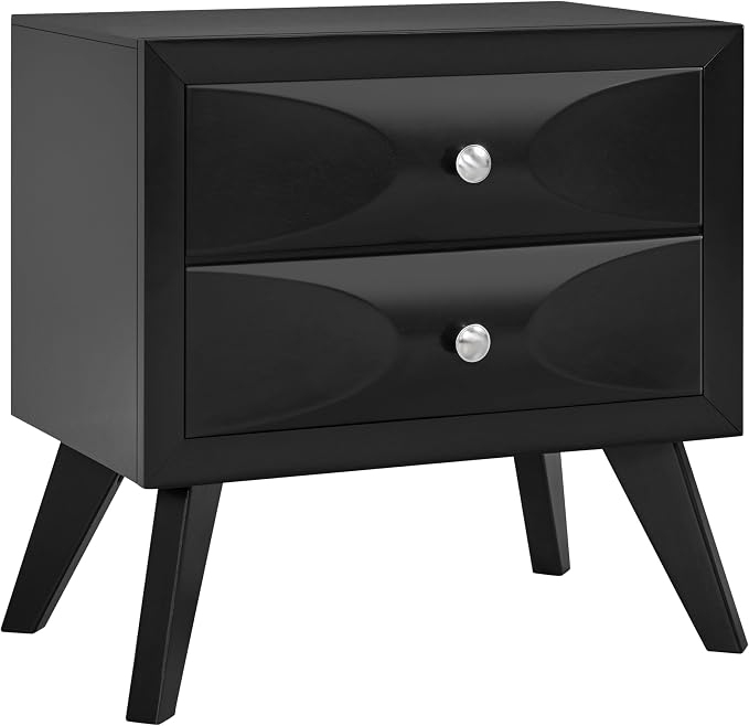 Black 2-Drawer Nightstand