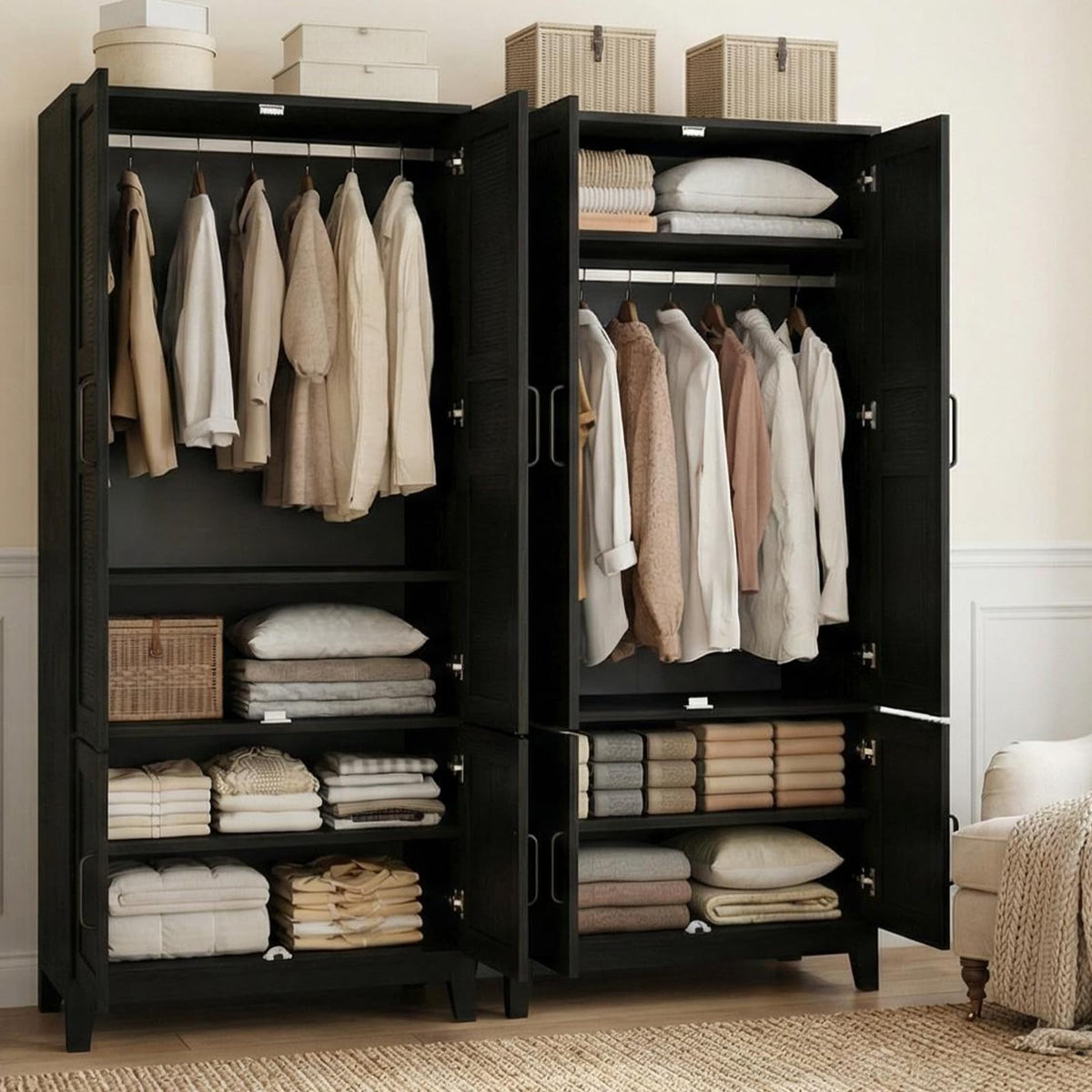 4-Door Wardrobe with Adjustable Shelf