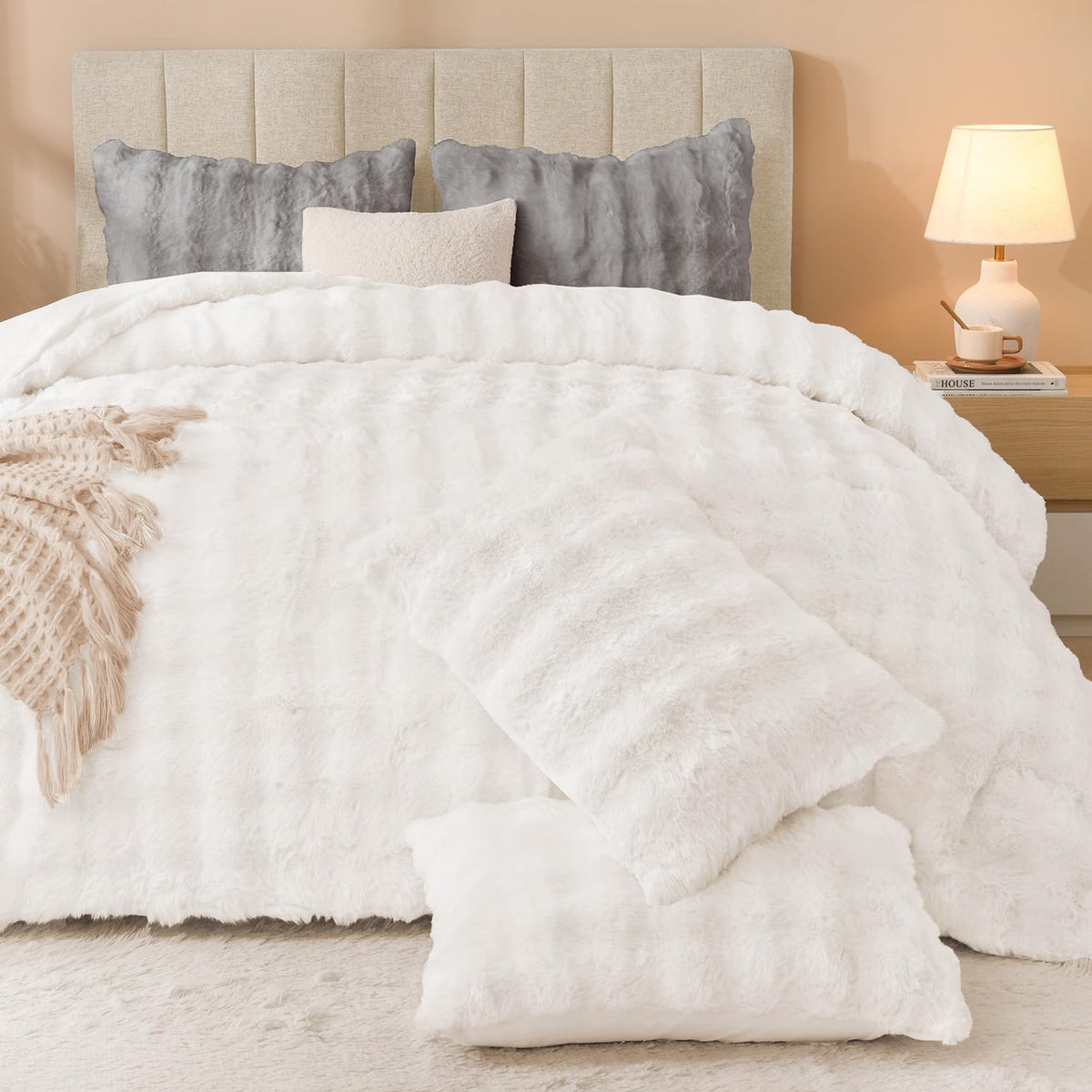 King Faux Fur Comforter Set