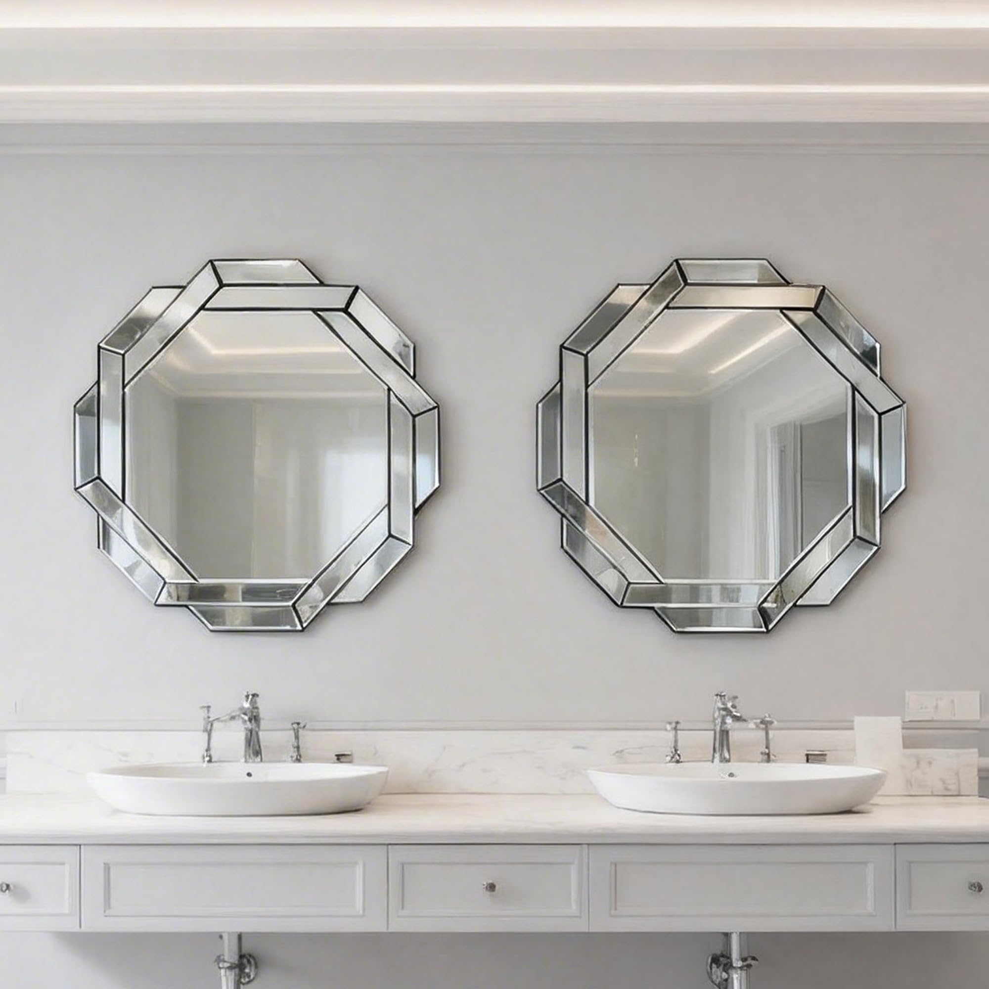 Octagon Wall Mirror 23.6" – Beveled Glass, HD Reflection