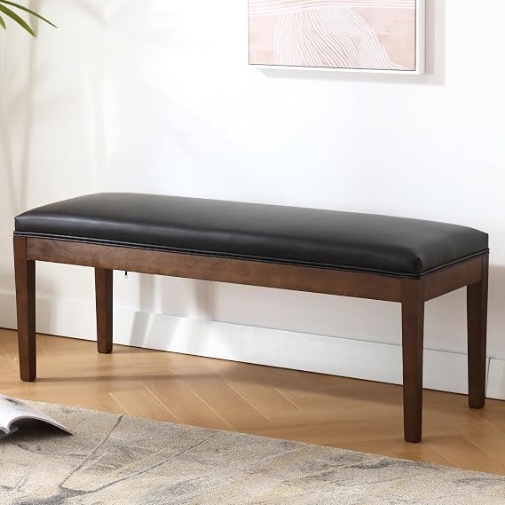 Upholstered Entryway & Dining Bench with Wood Legs