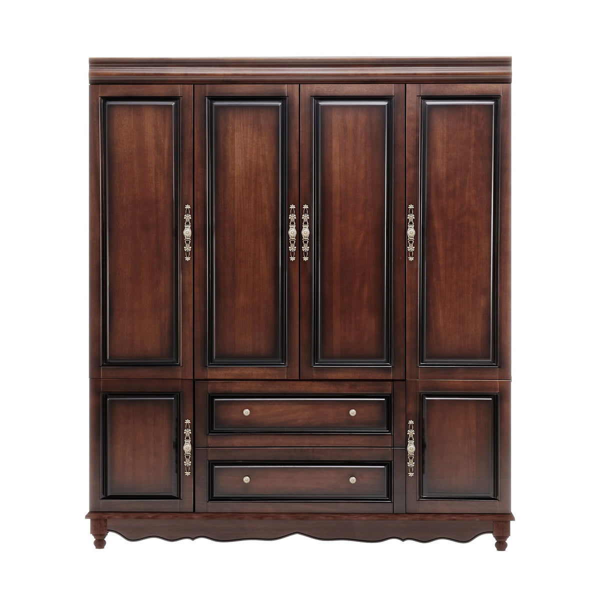 TemkTuek Solid Wood Armoire:Wardrobe Closet with Drawers and Hanging Rod