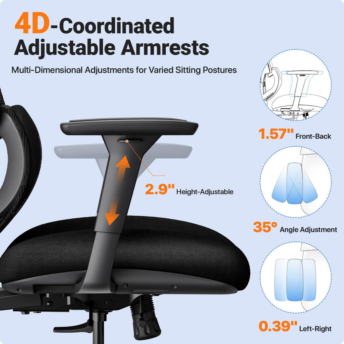 Big & Tall Ergonomic Mesh Office Chair 400 lbs with Lumbar Support, Recline