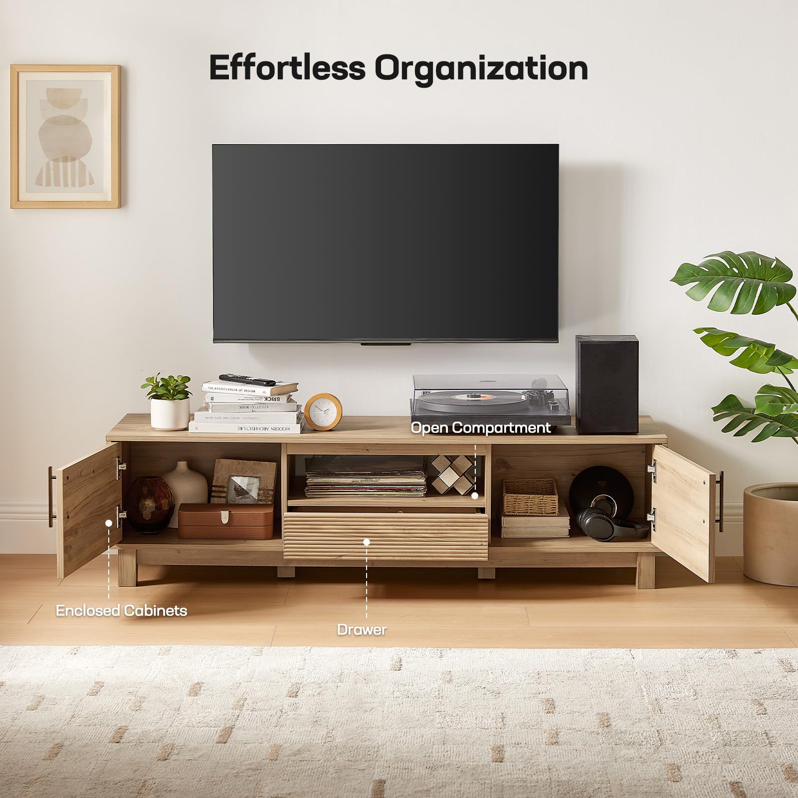 58" Fluted TV Stand with Storage – Fits TVs up to 65"