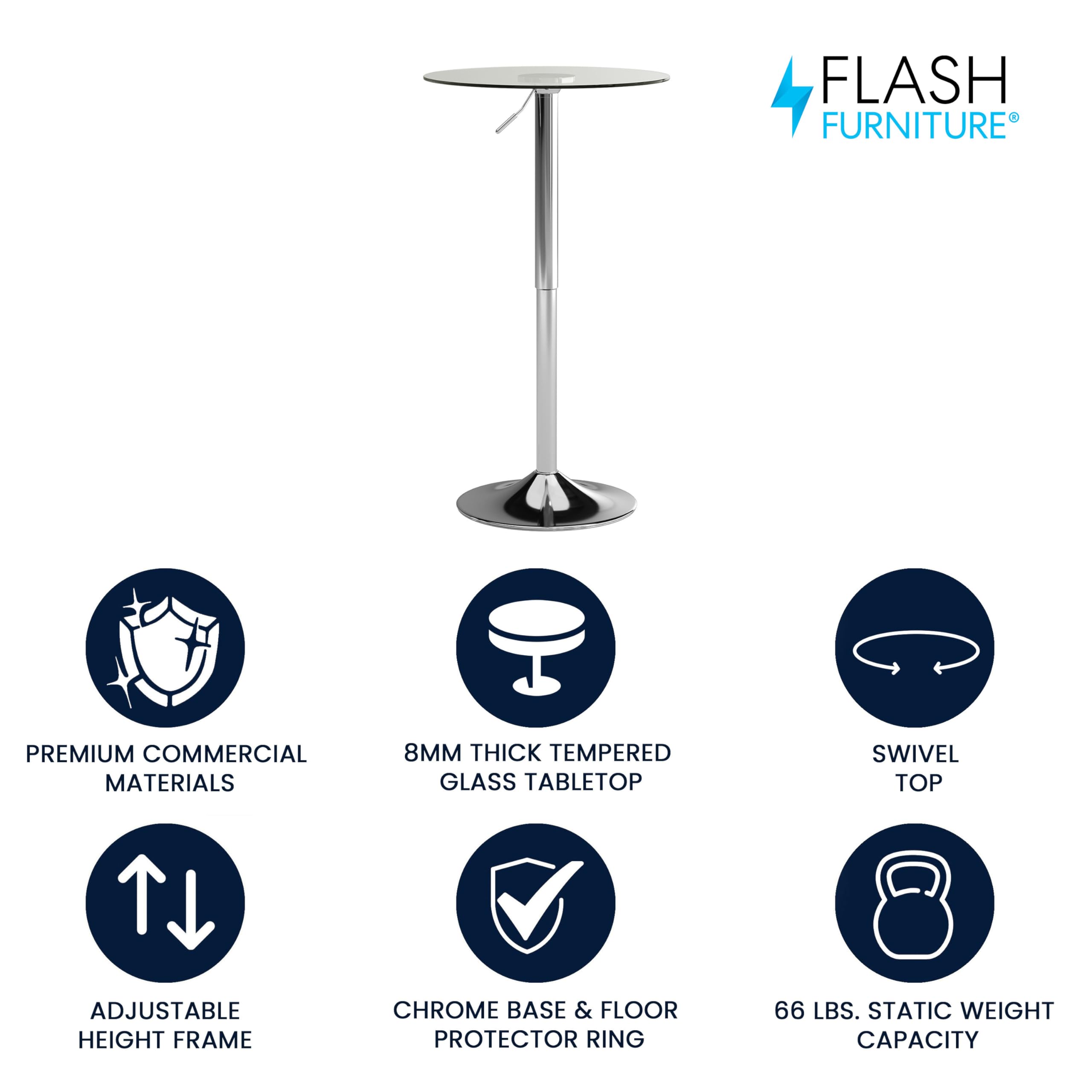 Adjustable Height Round Glass Cocktail Table