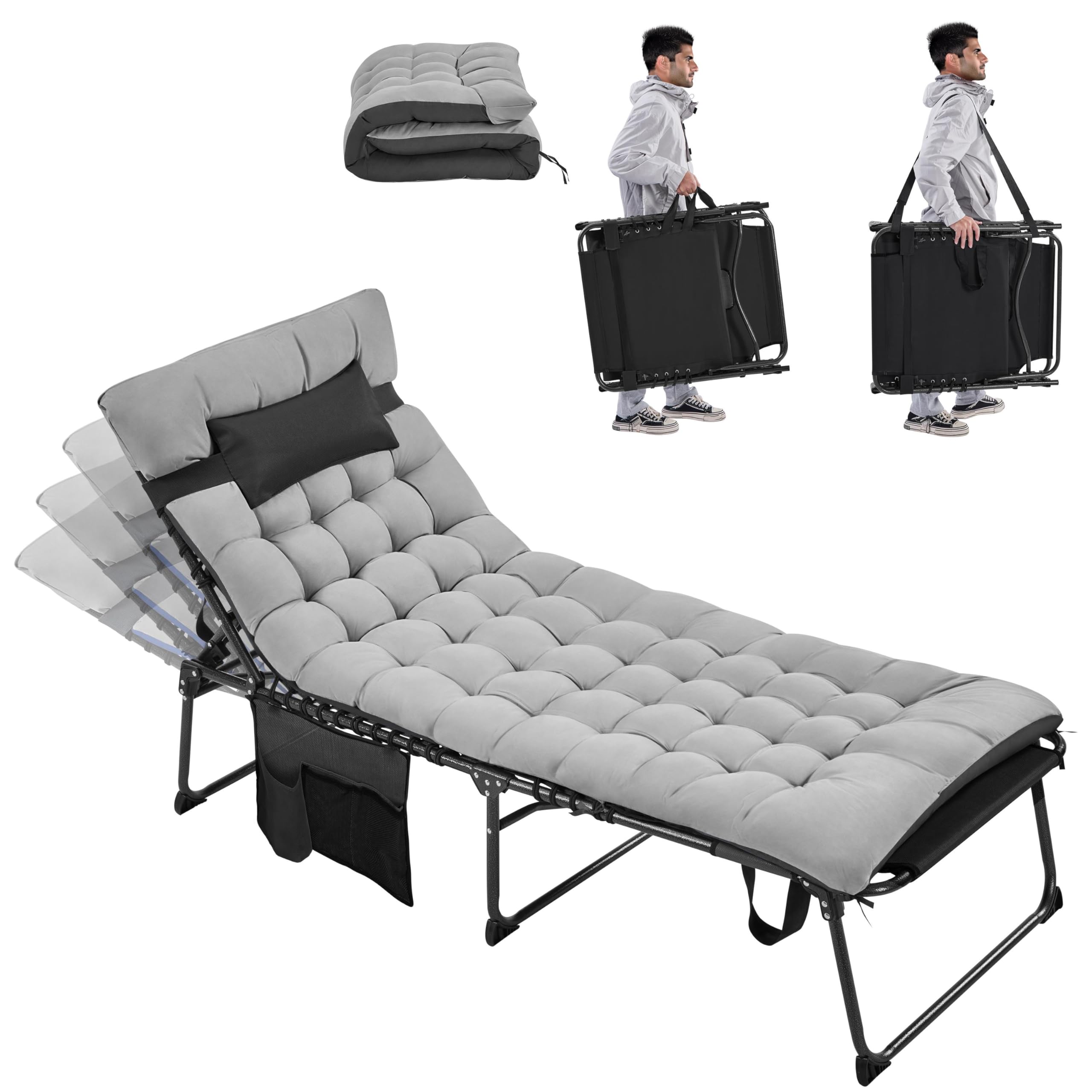 5-Position Folding Tanning Lounge Chair